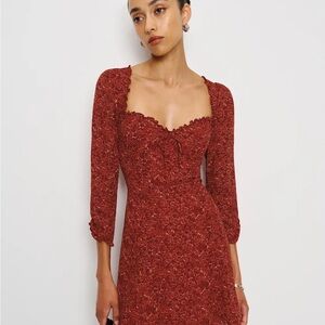 Reformation Burgundy Floral Remi Mini Dress